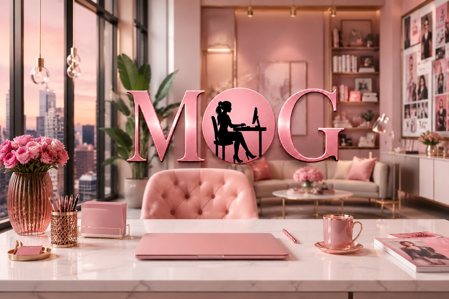 Pink Modern Office Girl office